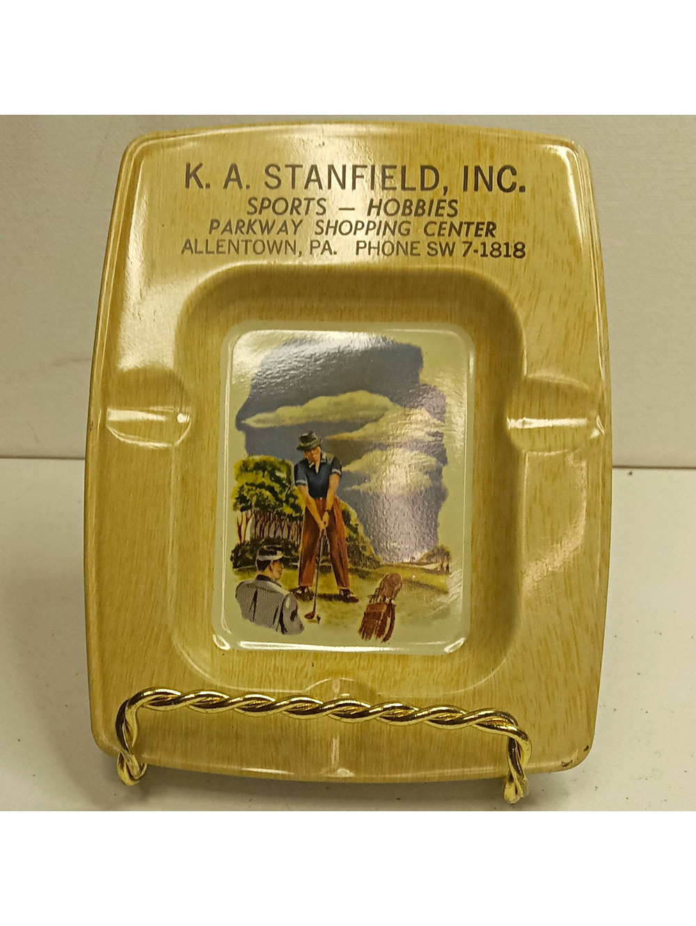 K. A. Stanfield, Inc. Allentown PA Golf Advertising Square tin Ashtray